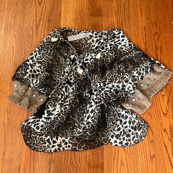 Mailed Love Cheetah Print Fringe Blouse - Picture 1 of 5